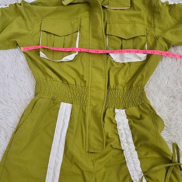 AKIRA The Truth Chartreuse Ruched Utility Romper NWT Small - Picture 12 of 16